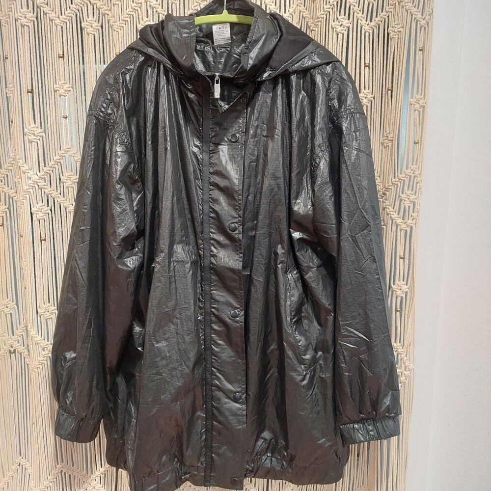Buff bunny Collection Womens Black Elemental Long Windbreaker Jacket Sz XL EUC